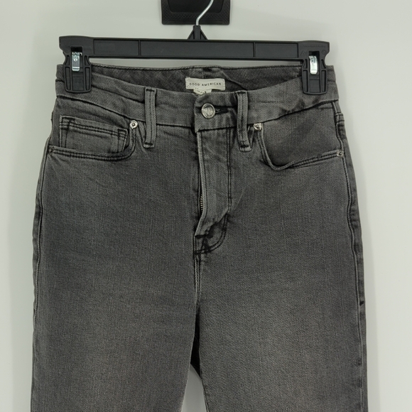 00630 Good American Slim Leg Denim Jeans Gray Size 0/25 classic preppy punk - Picture 3 of 9